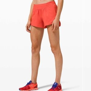 Women's Red Athletic Shorts lululemon hotty hot 
 Low- rise short 4